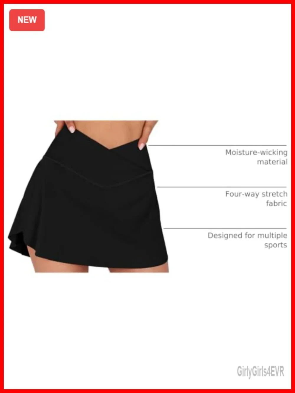 Crossover High Waist Tennis Skort with Pockets Flared Athletic Golf Skirt
